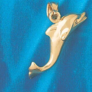 Dolphin Pendant Necklace Charm Bracelet in Yellow, White or Rose Gold 404