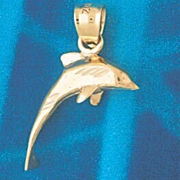Dolphin Pendant Necklace Charm Bracelet in Yellow, White or Rose Gold 406