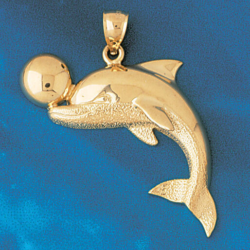 Dolphin Pendant Necklace Charm Bracelet in Yellow, White or Rose Gold 411