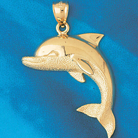 Dolphin Pendant Necklace Charm Bracelet in Yellow, White or Rose Gold 412