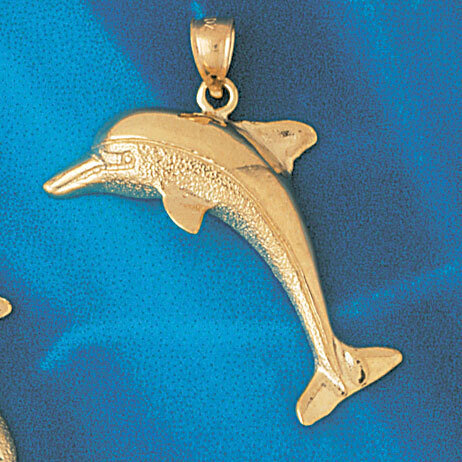 Dolphin Pendant Necklace Charm Bracelet in Yellow, White or Rose Gold 414