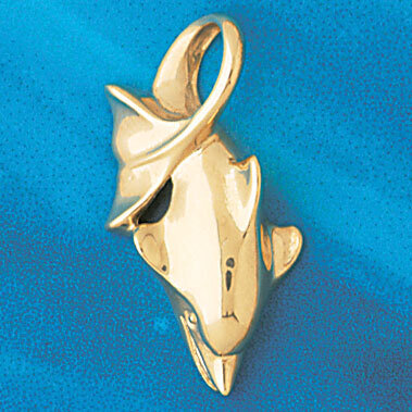 Dolphin Pendant Necklace Charm Bracelet in Yellow, White or Rose Gold 415