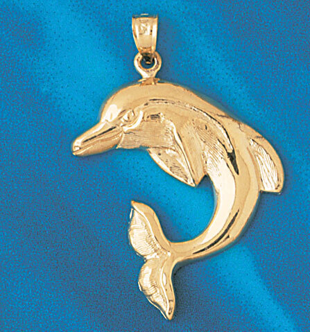 Dolphin Pendant Necklace Charm Bracelet in Yellow, White or Rose Gold 417