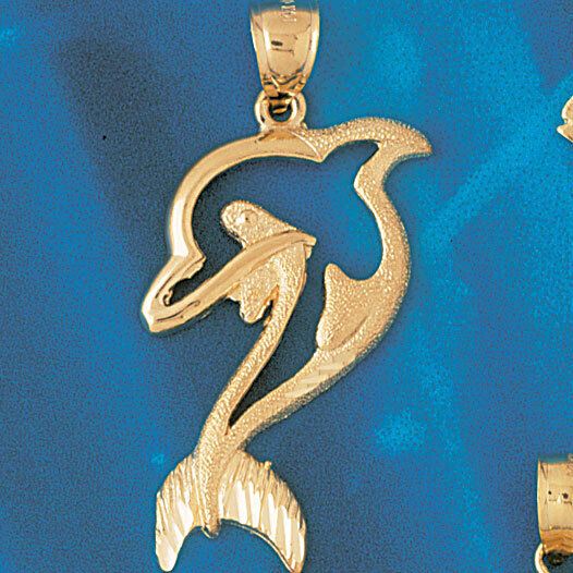 Dolphin Pendant Necklace Charm Bracelet in Yellow, White or Rose Gold 419