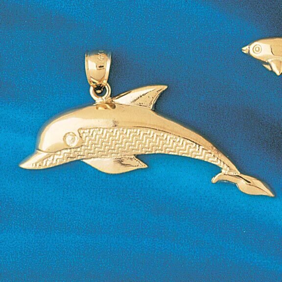 Dolphin Pendant Necklace Charm Bracelet in Yellow, White or Rose Gold 421