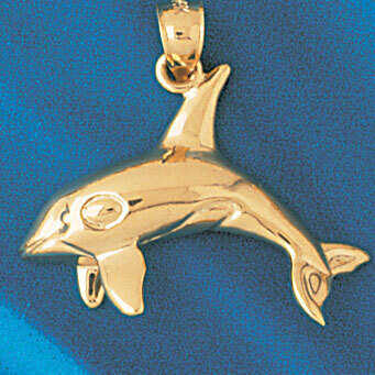 Dolphin Pendant Necklace Charm Bracelet in Yellow, White or Rose Gold 423