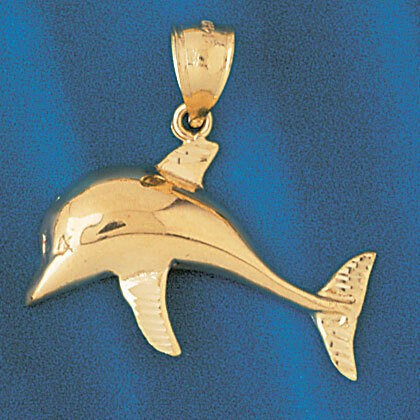 Dolphin Pendant Necklace Charm Bracelet in Yellow, White or Rose Gold 425