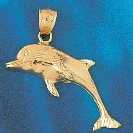 Dolphin Pendant Necklace Charm Bracelet in Yellow, White or Rose Gold 426