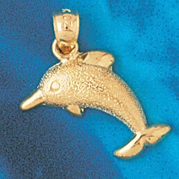 Dolphin Pendant Necklace Charm Bracelet in Yellow, White or Rose Gold 430