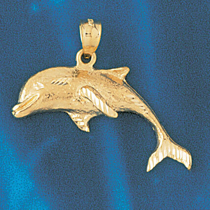 Dolphin Pendant Necklace Charm Bracelet in Yellow, White or Rose Gold 432
