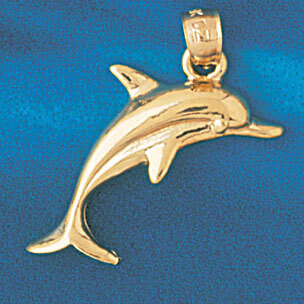 Dolphin Pendant Necklace Charm Bracelet in Yellow, White or Rose Gold 434