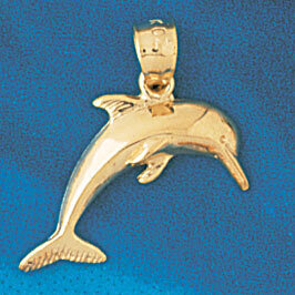 Dolphin Pendant Necklace Charm Bracelet in Yellow, White or Rose Gold 435