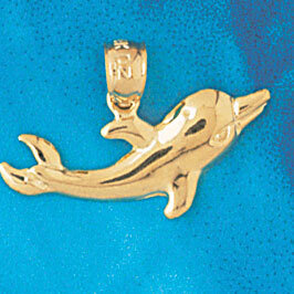 Dolphin Pendant Necklace Charm Bracelet in Yellow, White or Rose Gold 437