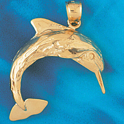 Dolphin Pendant Necklace Charm Bracelet in Yellow, White or Rose Gold 438
