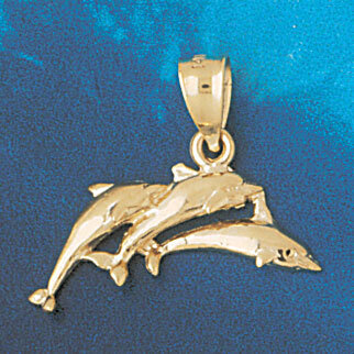Dazzlers Jewelry Dolphins Group Pendant Necklace Charm Bracelet in Yellow, White or Rose Gold 439, …