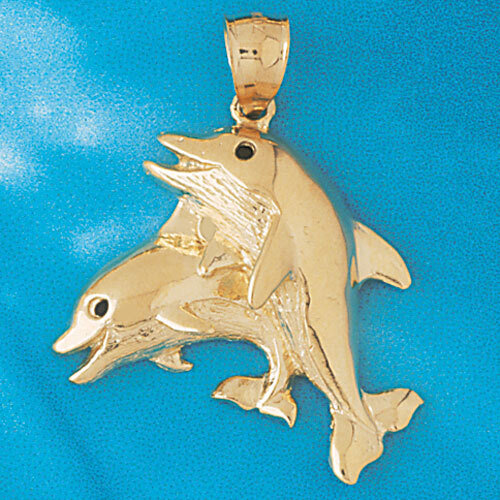 Dazzlers Jewelry Dolphins Group Pendant Necklace Charm Bracelet in Yellow, White or Rose Gold 451, …