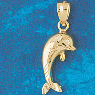 Dolphin Pendant Necklace Charm Bracelet in Yellow, White or Rose Gold 452