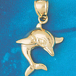Dolphin Pendant Necklace Charm Bracelet in Yellow, White or Rose Gold 453