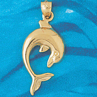 Dolphin Pendant Necklace Charm Bracelet in Yellow, White or Rose Gold 454