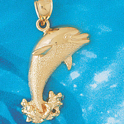 Dolphin Pendant Necklace Charm Bracelet in Yellow, White or Rose Gold 455