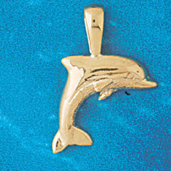 Dolphin Pendant Necklace Charm Bracelet in Yellow, White or Rose Gold 459