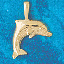 Dolphin Pendant Necklace Charm Bracelet in Yellow, White or Rose Gold 460