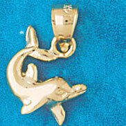 Dolphin Pendant Necklace Charm Bracelet in Yellow, White or Rose Gold 461