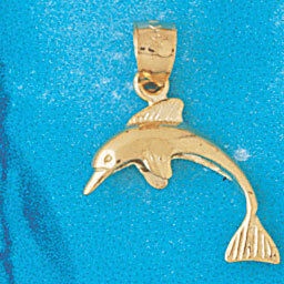 Dolphin Pendant Necklace Charm Bracelet in Yellow, White or Rose Gold 463