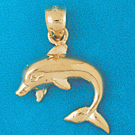 Dolphin Pendant Necklace Charm Bracelet in Yellow, White or Rose Gold 464