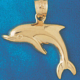 Dolphin Pendant Necklace Charm Bracelet in Yellow, White or Rose Gold 465