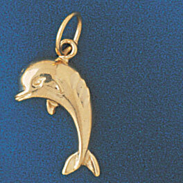 Dolphin Pendant Necklace Charm Bracelet in Yellow, White or Rose Gold 466