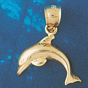 Dolphin Pendant Necklace Charm Bracelet in Yellow, White or Rose Gold 469
