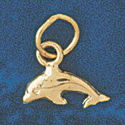 Dolphin Pendant Necklace Charm Bracelet in Yellow, White or Rose Gold 474