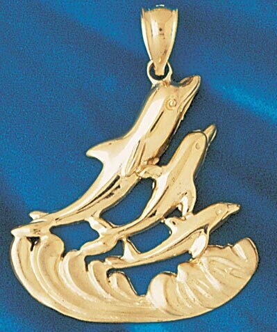 Dazzlers Jewelry Dolphin Pendant Necklace Charm Bracelet in Yellow, White or Rose Gold 489, MPN: DZ…