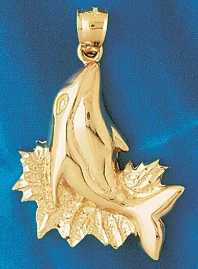Dazzlers Jewelry Dolphin Pendant Necklace Charm Bracelet in Yellow, White or Rose Gold 505, MPN: DZ…