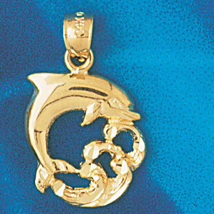 Dazzlers Jewelry Dolphin Pendant Necklace Charm Bracelet in Yellow, White or Rose Gold 506, MPN: DZ…