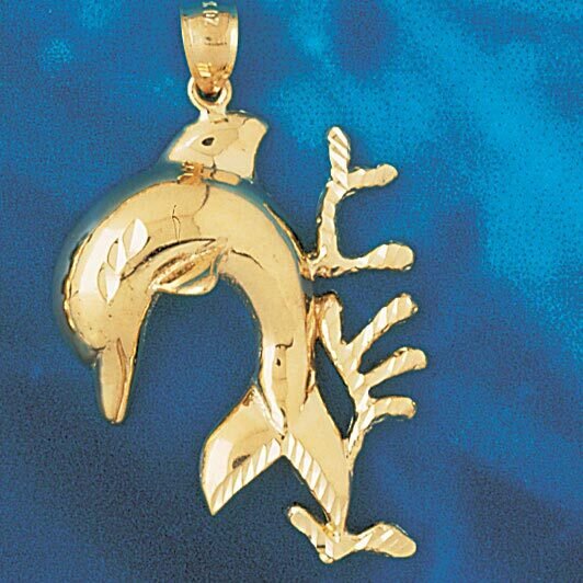 Dazzlers Jewelry Dolphin Pendant Necklace Charm Bracelet in Yellow, White or Rose Gold 509, MPN: DZ…