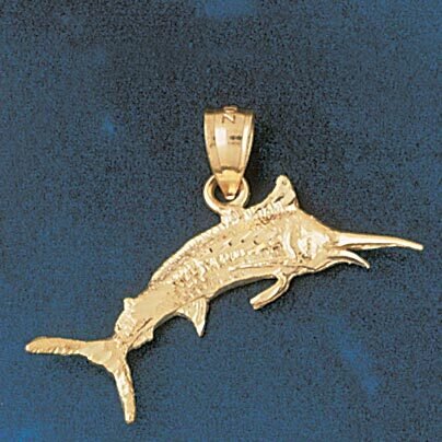 Dazzlers Jewelry Marlin Trout Fish Dimensional Pendant Necklace Charm Bracelet in Yellow, White or …