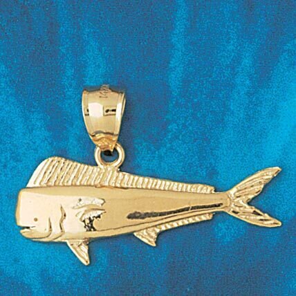 Mahi Mahi Fish Pendant Necklace Charm Bracelet in Yellow, White or Rose Gold 557