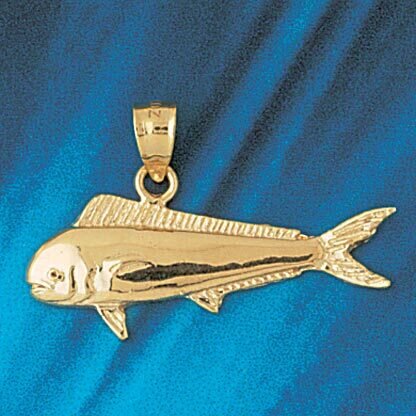 Mahi Mahi Fish Pendant Necklace Charm Bracelet in Yellow, White or Rose Gold 558