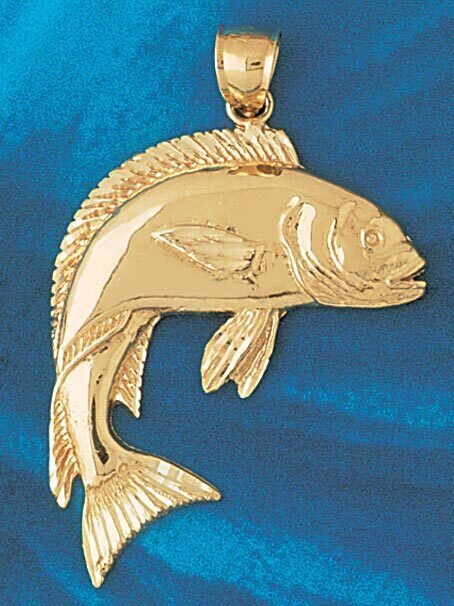 Mahi Mahi Fish Pendant Necklace Charm Bracelet in Yellow, White or Rose Gold 561