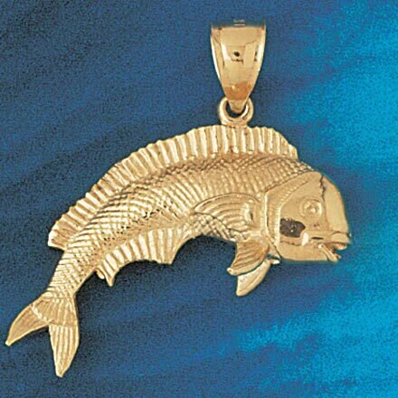 Mahi Mahi Fish Pendant Necklace Charm Bracelet in Yellow, White or Rose Gold 563
