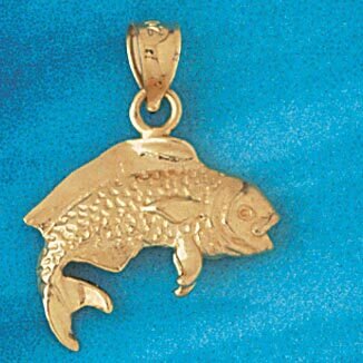 Mahi Mahi Fish Pendant Necklace Charm Bracelet in Yellow, White or Rose Gold 564