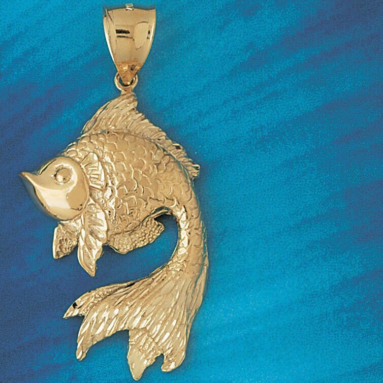 Goldfish Pendant Necklace Charm Bracelet in Yellow, White or Rose Gold 576