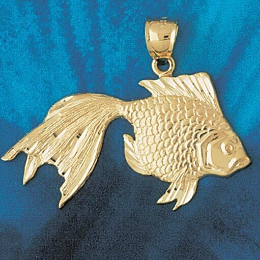 Goldfish Pendant Necklace Charm Bracelet in Yellow, White or Rose Gold 583