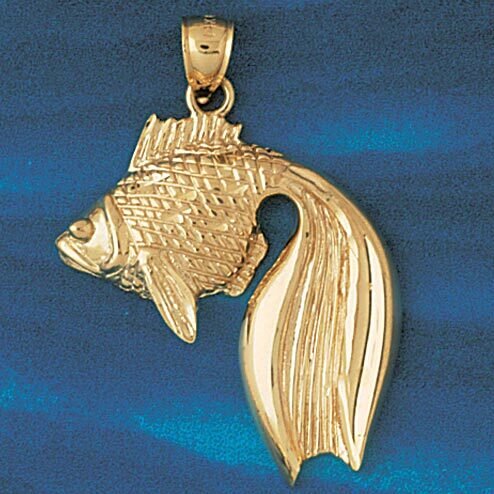 Goldfish Pendant Necklace Charm Bracelet in Yellow, White or Rose Gold 585