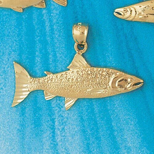 Salmon Fish Pendant Necklace Charm Bracelet in Yellow, White or Rose Gold 598
