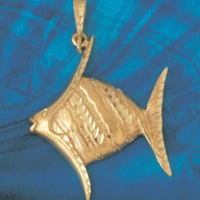 Angelfish Pendant Necklace Charm Bracelet in Yellow, White or Rose Gold 625