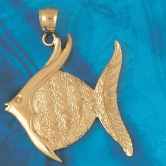 Angelfish Pendant Necklace Charm Bracelet in Yellow, White or Rose Gold 626