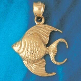 Angelfish Pendant Necklace Charm Bracelet in Yellow, White or Rose Gold 633